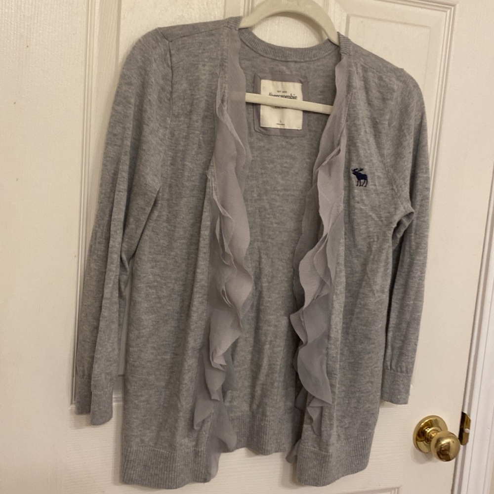 Abercrombie And Fitch Ruffle Open Front Grey Card… - image 2